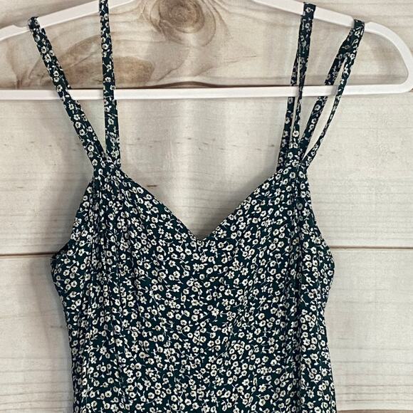 Jamie Brooke Green W/ White Floral Print Sleeveless Romper Size Medium - Picture 2 of 6